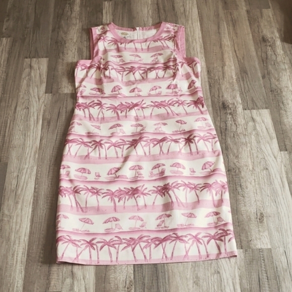 TALBOTS PINK BEACH PRINT SUMMER  SHEATH DRESS SZ 10 - Picture 4 of 14